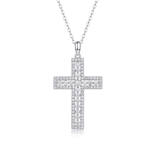 S925 Cross Shield Moissanite Necklace