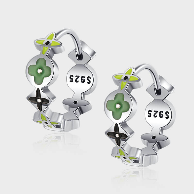 S925 Sterling Silver Four-Leaf Clover Earrings