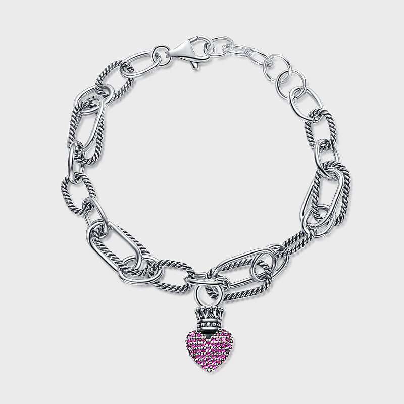 S925 Heart Crown Patchwork Bracelet