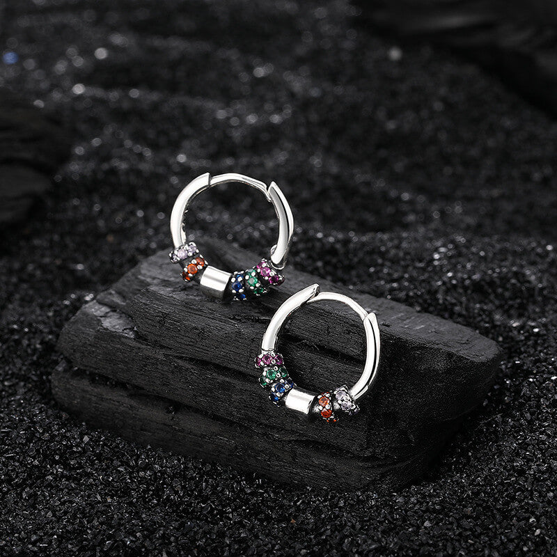 S925 Rainbow Circle Earrings