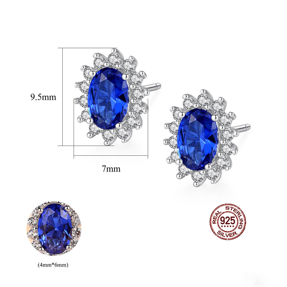 S925 Blue Gemstone Earrings