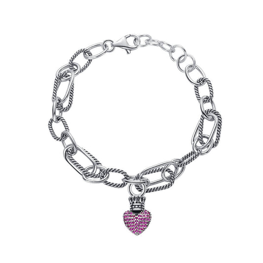 S925 Heart Crown Patchwork Bracelet