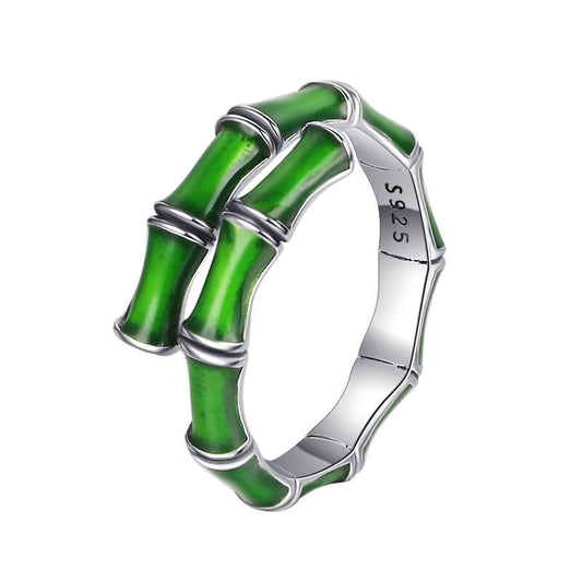 S925 green bamboo ring