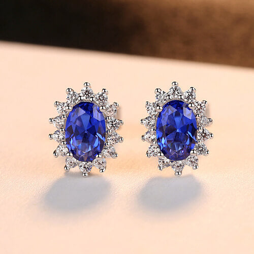 S925 Blue Gemstone Earrings