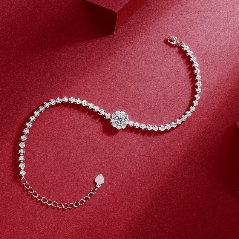 S925 Love’s Bridge Moissanite Chain Bracelet